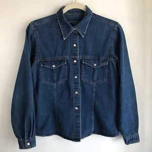 Club Monaco Denim Shirt with Pearl Snaps